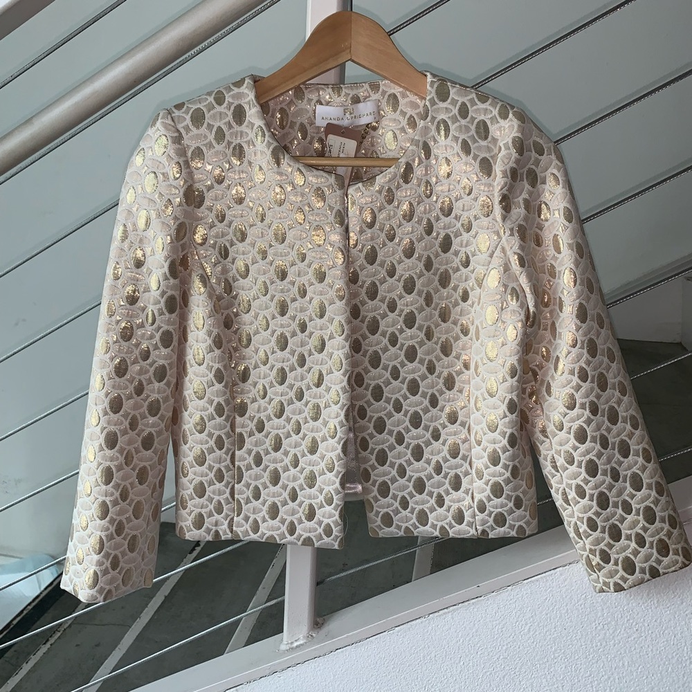 Beautiful AMANDA UPRICHARD Gold Printed Blazer size 0/P